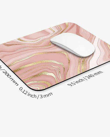 Square Mouse Pad Pink Gold,Personalized Premium-Textured Custom Mouse Mat Design,Washable Mousepad Cloth,Non-Slip Rubber Base Computer Mouse Pads for Wireless Mouse
