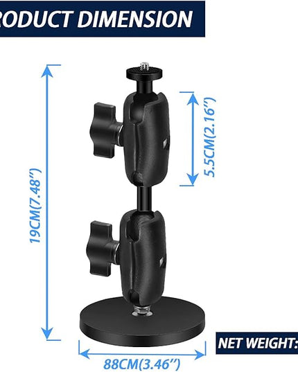 60 LBS Heavy Duty Magnetic Camera Mount for Gopro, USMG-02 for Gopro Hero 13/12/11/10/9/8/Insta360 x5/4/3/Action Camera Strong Magnetic Base kit with Double Socket Arm and 1" Ball Head…