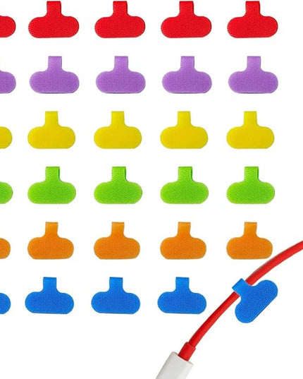 30 PCS Cable Labels, Oval Multi-Color Electronic Cable Identification Tags Write On Cord Labels, for Management and Ldentification