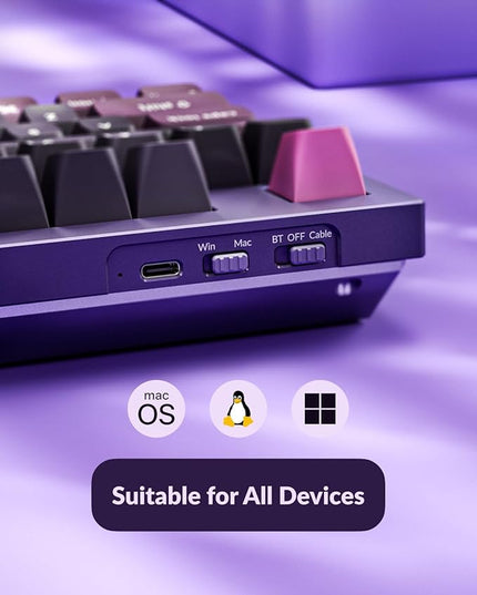Keychron Q5 Pro Wireless QMK/VIA Mechanical Keyboard, Full Customizable 96% Layout with Programmable Knob, Hot-swappable K Pro Red Switch Compatible with Mac Windows Linux - Purple