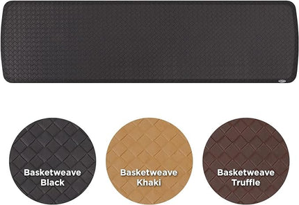 GelPro Elite Premier Gel & Foam Cushioned Anti-Fatigue Kitchen Floor Comfort Mat, Padded Stain-Resistant, Waterproof, Non-Slip Comfort Padded Desk/Office Mat, 20" x 72", Basketweave Black