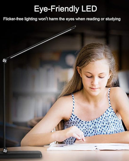 AFROG 8-in-1 4th Gen Multifunctional LED Desk Lamp with 10W Fast Wireless Charger,USB Charging Port,1200Lux Super Bright,5 Lighting Mode,7 Brightness，40 Min Timer,Night Light Function,5000K