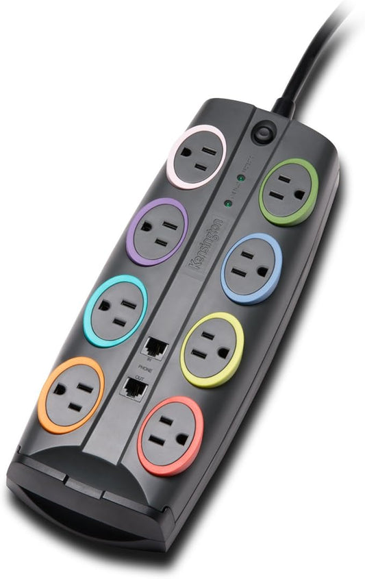 Kensington SmartSockets 8-Outlet, 8-Foot Cord, & 2490 Joules Standard Surge Protector (K62690NA)