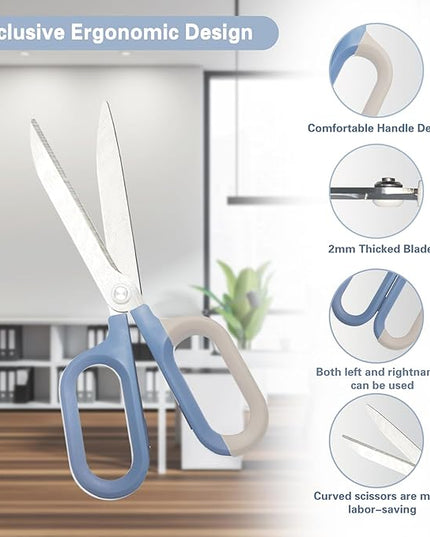 Blue Office Scissors with Comfort-Grip Handles, Sharp Craft Scissors for DIY Art, Sewing, Fabric, Student, Teacher, and Home Use(7", Blue-2Pack)