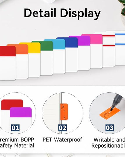 1 Inch Tabs for Notebooks, 480 Pieces Sticky Note Tabs File Index Tabs for Books, Binders, Papers, Documents, File Folders (24 Sets 12 Colors)