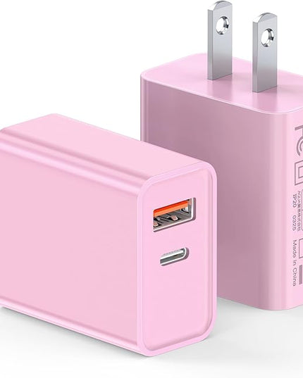 LCGENS USB C Wall Charger Block 20W, 2-Pack Dual Port PD Power Delivery Fast Type C Charging Block Plug Compatible with iPhone 13/14/15/16/17 Pro Max Plus, XS/XR/X,iPad,AirPorts,Galaxy S25/24