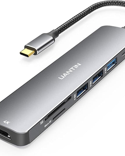 USB C Hub 7 in 1 Multiport Adapter with 4K HDMI Dongle, 100W PD, SD/TF Card Reader, 3 USB-A, USBC Docking Station for MacBook Mac Pro/Air, Dell, HP, ASUS, Acer and Other Type C Laptops