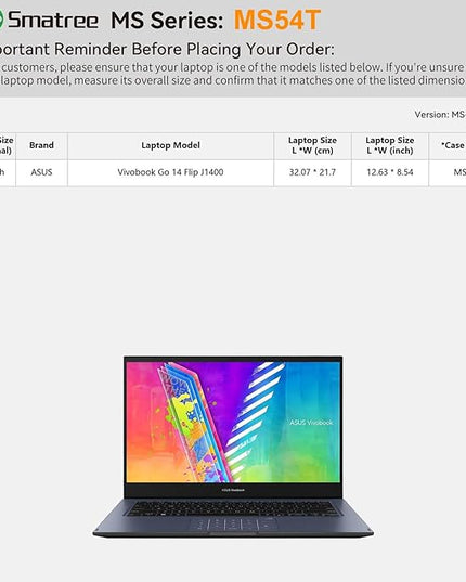 Smatree MS54T Hard EVA Protective Sleeve Case with Stand Compatible for 14 inch ASUS Vivobook Go 14 Flip (J1400), for ASUS Vivobook 14 Notebook Bag