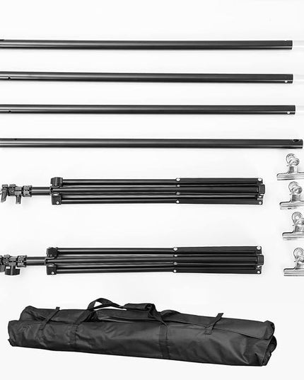 10ft Adjustable Backdrop Stand Kit, Heavy-Duty Photography Background Support System with Clamps & Carry Bag, Photo Video Studio Backdrop Stand for Parties, Weddings, Green Screen & Banner Display