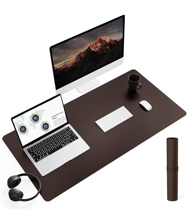YSAGi Non-Slip Leather Desk Pad L Size, Waterproof Laptop Computer Desk Keyboard Mat, Table Protector Blotter Mat, Large Mouse Pad for Office/Work/Home/Decor(Dark Brown, 35.4" x 17")