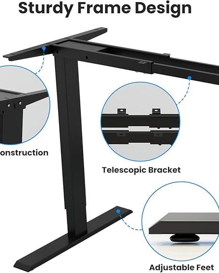 Dual Motor Standing Desk Frame- Height Adjustable Electric Desk Legs, Heavy Duty Sit to Stand Up Desk Base, 4 Memory Settings Controller for Adjustable DIY Desktop, Over 300 lbs Load Capacity