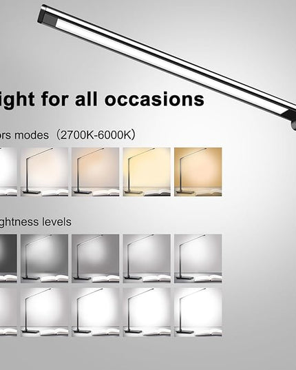 AFROG 8-in-1 4th Gen Multifunctional LED Desk Lamp with 10W Fast Wireless Charger,USB Charging Port,1200Lux Super Bright,5 Lighting Mode,7 Brightness，40 Min Timer,Night Light Function,5000K