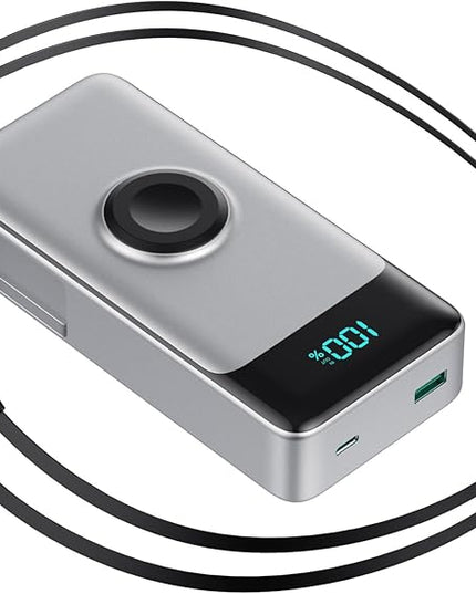 5-in-1 Portable Charger for iPhone,40800mAh Power Bank Built-in Retractable Cable and iWatch Charger,25W PD QC4.0 Fast Charging Battery Pack,Travel Essential Phone Charger for iPhone 17/16/15,Android