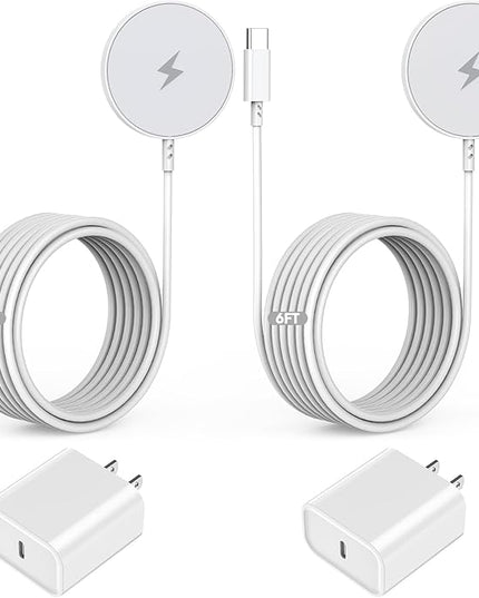 [Apple MFi Certified] Magnetic Charger,Wireless Charger Fast Charging 2Pack 6FT USB C Plug Mag-Safe Magnet Magvolt Pro Pad Chargers for iPhone Air/17 Pro Max/17/16E/16 Pro/16 Plus/15/14/13/12/AirPods