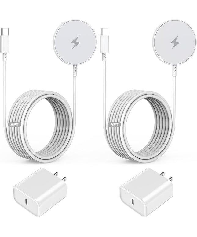 [Apple MFi Certified] Magnetic Charger,Wireless Charger Fast Charging 2Pack 6FT USB C Plug Mag-Safe Magnet Magvolt Pro Pad Chargers for iPhone Air/17 Pro Max/17/16E/16 Pro/16 Plus/15/14/13/12/AirPods