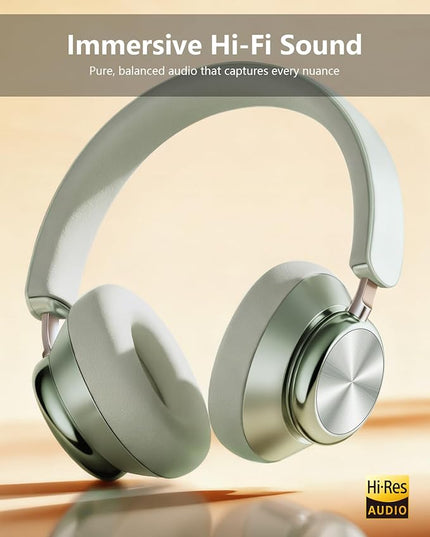 Wentronic Y03 Bluetooth Headphones Wireless Active Noise Cancelling Over Ear Headphones 48 Hours Playtime High Sound Quality 6 EQ Music Mode Headphones with Soft Ear Cushion - Green