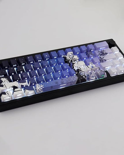 Sunzit Keycaps - Side Print Keycaps 75 Percent, Shine Through Custom Key caps, Japanese PBT Keycap Set Dye Sub, Double Shot, 131 Keys Cherry Profile Keyboard Keycap for Mechanical Keyboard, Snow Wolf