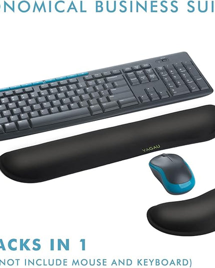 VAGAU Premium Keyboard Wrist Rest and Mouse Pad Wrist Support, Ergonomic Memory Foam Set for Office, Laptop, Mac, Computer and Gaming, Comfortable Typing &Wrist Pain Relief (2 Pack)