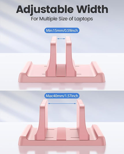 Vaydeer Vertical Laptop Stand Holder Plastic Adjustable Desktop Notebook Dock Space-Saving 3 in 1 for All MacBook Pro Air, Mac, HP, Dell, Microsoft Surface, Lenovo, up to 17.3 inches (Pink)