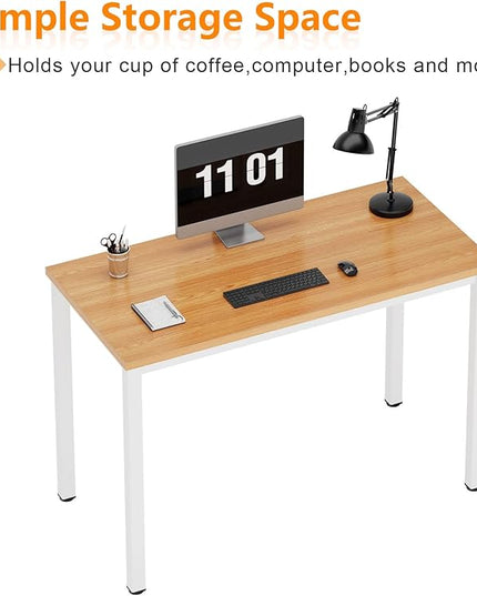 Need Computer Desk 39.4 inches Computer Table Writing Desk Workstation Office Desk, Teak White