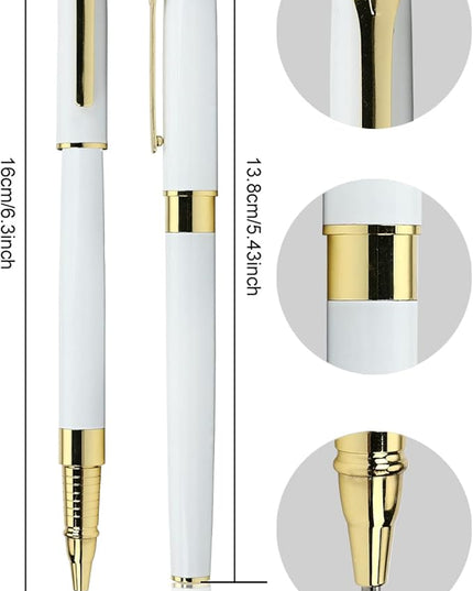 YIVONKA Luxury Ballpoint Pen Black Refill Line width 0.5mm,Best Office Pen Gift for Men & Women Professional Executive,Nice BallPens Classy Gift Box (White)