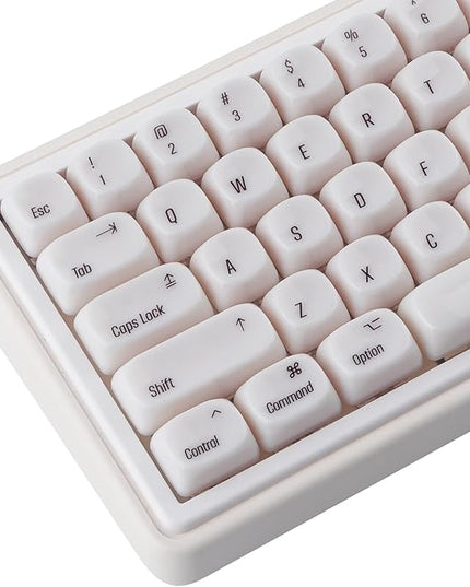 Tsungup MOA Keycaps,136 Keys Cute Ceramic Textured Custom Keycaps 60 75 Percent, Minimalist White Keycap Set Key Caps Keyboard for Cherry Gateron MX Swithes Mechanical Keyboards(Translucent White)