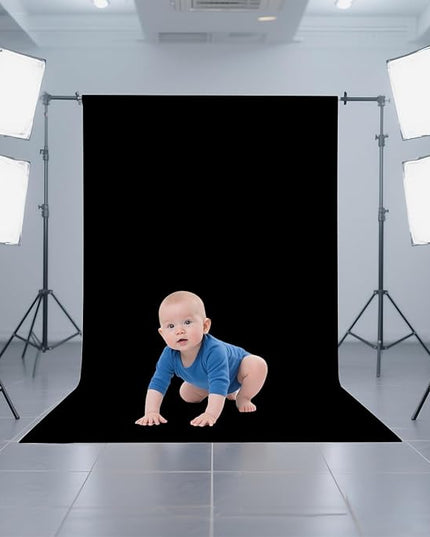 Black Photo Backdrop for Photoshoot, Black Photography Backdrop for Portraits, Fabric Background for Product Photography and Video Creation 3FTx5FT