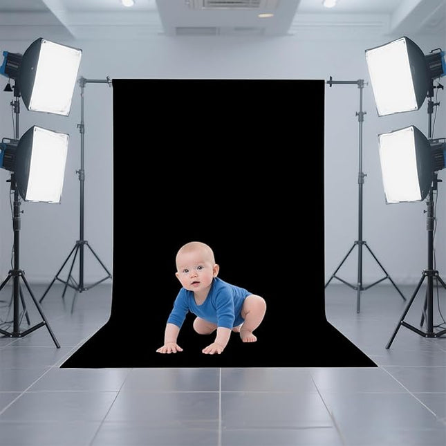 Black Photo Backdrop for Photoshoot, Black Photography Backdrop for Portraits, Fabric Background for Product Photography and Video Creation 3FTx5FT