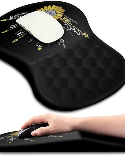 Hokafenle Ergonomic Mouse Pad Wrist Support with Massage Design, Wrist Rest Pain Relief Mousepad with Memory Foam&Non-Slip PU Base, Mouse Pads for Wireless Mouse & Desk (12x8 inch,Inspirational)