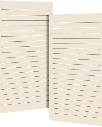 A6 6-Hole Lined Loose-Leaf Paper, Beige – Refill Pages for Standard A6 6-Ring Binder, Journals, Planners – Ideal for Office, Study, Recipes, Travel & Budgeting – Pack of 2 (80 Sheets per Pack)