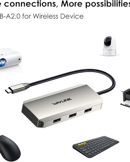 Laptop Docking Station, WAVLINK Triple 4K Docking Station with Dual HDMI, DP, 100W PD in, 3 USB-A2.0 for Wireless Device, Compatible with Dell/HP/Lenovo etc, Windows Systerm Computer Only