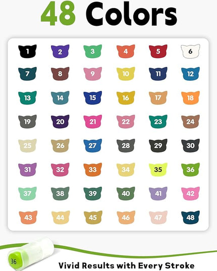 YHC 48 Colors Acrylic Paint Pens with Free App, Dual Tip Acrylic Paint Markers with Brush Tip and Fine Tip for Adults, Eggs, Wood, Rock, Canvas, Plastic, Stone, Glass, Ceramic