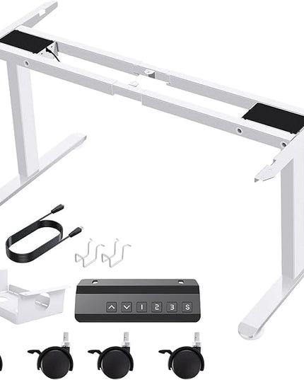 Dual Motor Electric Standing Desk Frame,Compatible Desktop Size 48″-78″ and 264 lbs Weight Capacity,Memory Controller Height Adjustable Frame,White Frame Only