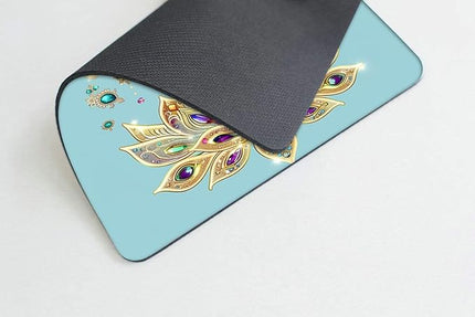 Square Mouse Pad Peacock on Lotus with Jewels-3,Gaming Mouse Pads for Desk,Soft Computer Waterproof Non-Slip Mouse Mat