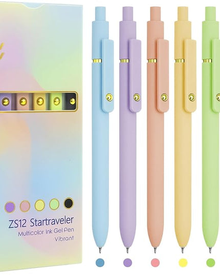 UIXJODO Colored Pens, 6 Pcs Colorful Pens Fine Point Smooth Writing Pen, 0.5mm Colored Ink Gel Pen for Journaling Note Taking Planner, School Supplies Gifts for Nurse Teacher (6 Pcs Gold Vibrant)