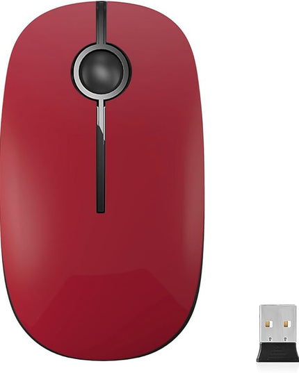 VssoPlor Wireless Mouse, 2.4G Slim Portable Computer Laptop Mouse with Nano Receiver Quiet Silent Optical Mice for Notebook, PC, Laptop, Computer-Black and Red