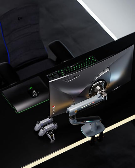 NB Gaming Monitor Arm or for 32 to 60 Inches Screen, Load up to 20 kg, VESA 75/100, RGB-Light, Heavy Duty, Multi Angle Adjustable, Premium Aluminum, Lake Blue