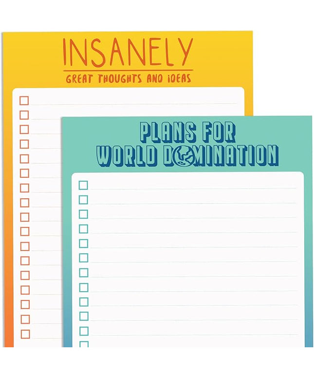 2 Funny To Do List Notepads - Set of Two 50 Sheet 5.5 x 8.5” Note Pads for Daily and Weekly Tasks, Planner Organizer, and Checklists - Fun Coworker Gifts, Humorous Office Supplies to Track Tasks