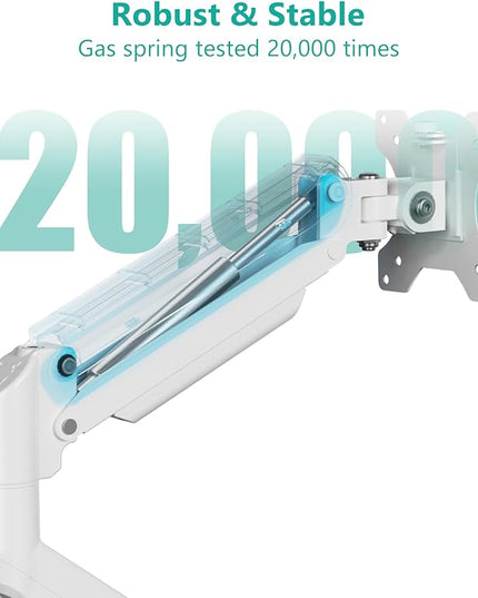 WALI Single Monitor Arm Mount Stand, Adjustable Gas Spring Arm Monitor Mount for Display up to 32 Inch,19.8lbs Capacity (GSMP001W), White