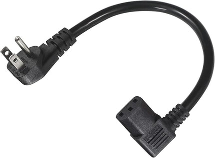 90 Degree Computer Power Cord Right Angle - 1FT Flat Plug NEMA 5-15 Plug to IEC C13 Power Cord,Universal PC Power Supply Cord 16AWG, Black C13 3 Prong Angled AC Power Cord for PC Monitor/TV(1FT)