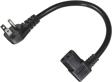 90 Degree Computer Power Cord Right Angle - 1FT Flat Plug NEMA 5-15 Plug to IEC C13 Power Cord,Universal PC Power Supply Cord 16AWG, Black C13 3 Prong Angled AC Power Cord for PC Monitor/TV(1FT)