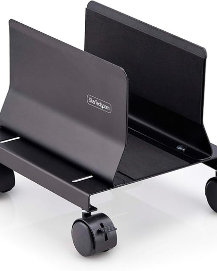 StarTech.com Computer Tower Cart, Rolling Mobile CPU Caddy on Wheels, Max Load 46.3lb/21kg, Adjustable Desktop Case Mount