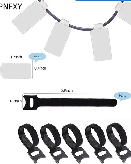 60 Pieces Cable Labels & Reusable Hook and Loop Fastening Ties Set - 30 Pieces Cord or Wire Labels & 30 Pieces Labels for Electronic Cords, Home & Office Cord Management