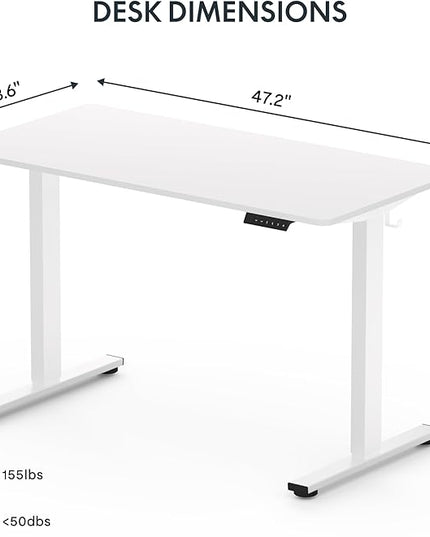 FLEXISPOT EN1 One-Piece Standing Desk 48 x 24 Inches Height Adjustable Electric Sit Stand Up Desk Home Office Desk