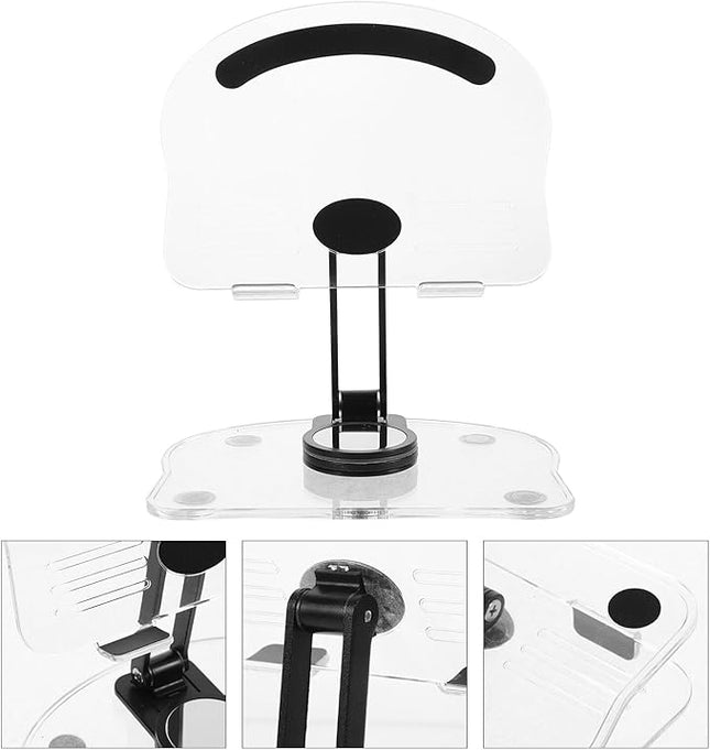 VERDANVERSE Adjustable Acrylic Folding Tablet and Phone Stand for Desk, 360° Rotatable Holder Compatible with Ipad and Laptop, Black, Suitable for Home and Office Use
