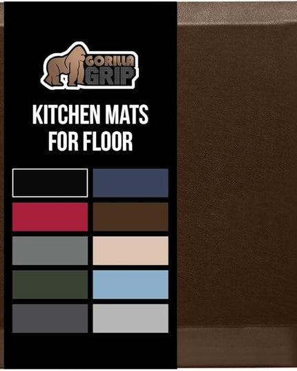 GORILLA GRIP Comfortable Cushioned Kitchen Mats for Floor, Waterproof and Stain Resistant Soft Top, 3/4 Inch Thick Ergonomic Standing Desk Anti Fatigue Mat, Foam Supports Ankles and Feet, 20x32, Brown