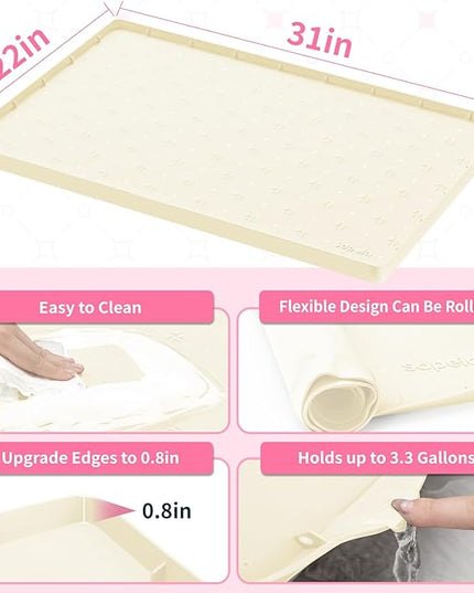 Sdpeia Under Sink Mat for [31" x 22"] Cabinet, Upgraded Silicone Waterproof Mat Kitchen Cabinet Liner Cabinet Protector Kitchen Organizers and Storage