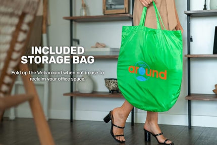 Webaround Big Shot 56" | Green | Portable Collapsible Webcam Backdrop | Attaches to Any Chair | Wrinkle-Resistant Fabric | Ultra-Quick Setup and Takedown | Perfect for Zoom, Webex, Teams, etc.