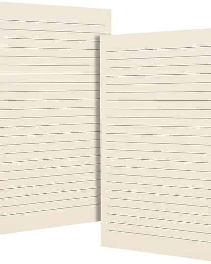 A5 6-Hole Lined Loose-Leaf Paper, Beige – Refill Pages for Standard A5 6-Ring Binder, Journals, Planners – Writes both sides–No bleed-through– Pack of 2 (80 Sheets per Pack)