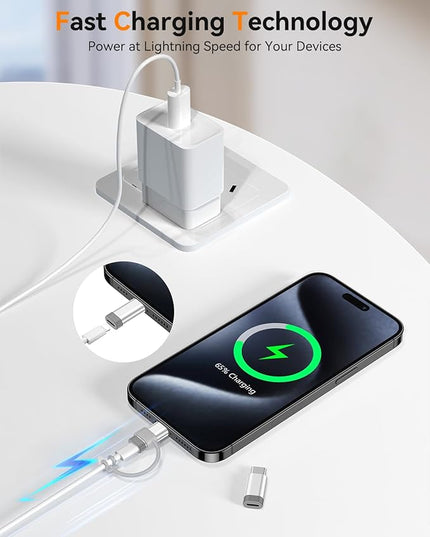 Temdan 4 Pack Lightning to USB C Adapter for iPhone 15/16/17 Pro/17 Pro Max,for iPhone 17/16 Charger,17/16 Accessories,Fast Charging & Data Transfer,USB C Charger Connector Cable,Not for OTG-Silver